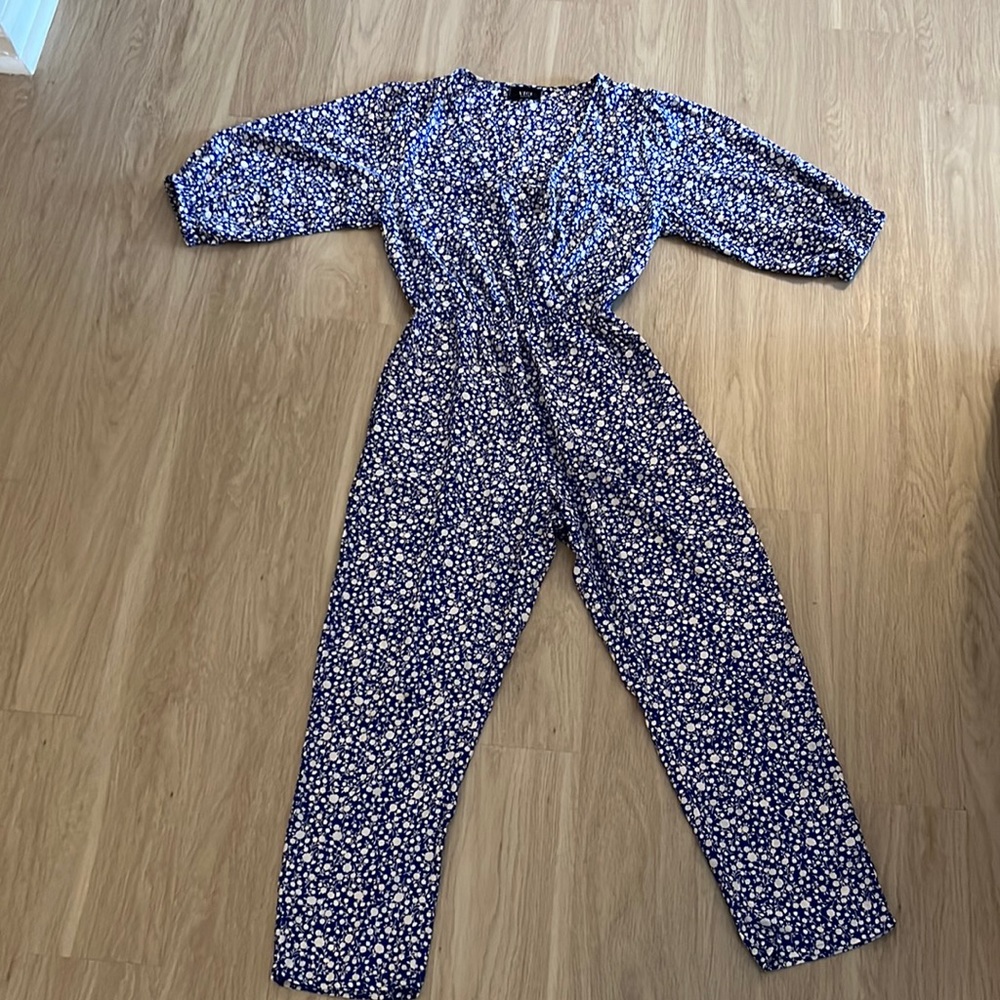 VICI Blue Printed Jumpsuit with Elastic Waist
